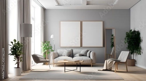 Canvas mockup modern living room generative art © SpringsTea