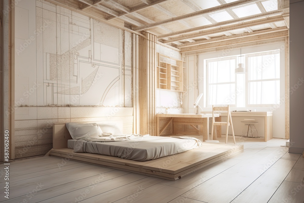 Concept for an architect's interior design an incomplete project that ...