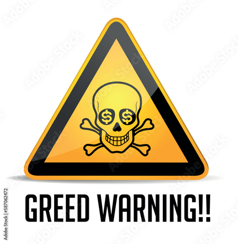 The concept of human greed - the symbol of the skull with dollar marks in the eye sockets - financial crisis