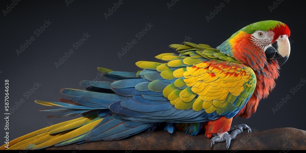 Fototapeta premium tropical parrot isolated on white background, generative ai