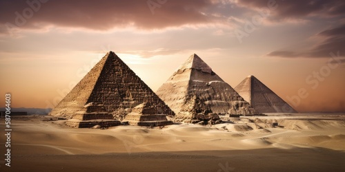 Egyptian pyramids landscape, generative, ai photo