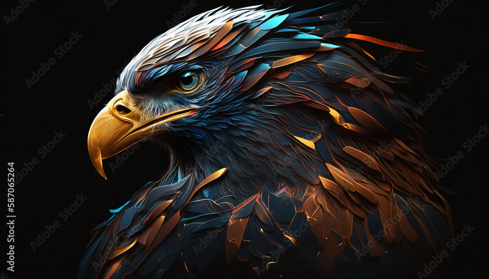 Eagle abstract wallpaper. Contrast background falcon in vivid colors