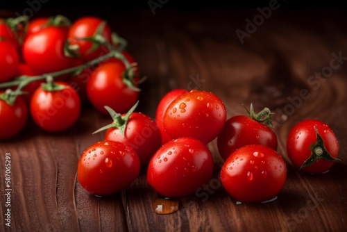 little tomatoes on the wooden table