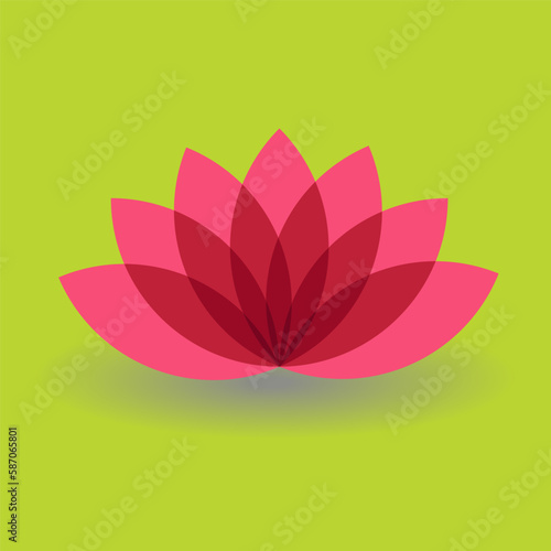 Flat lotos flowers on color background