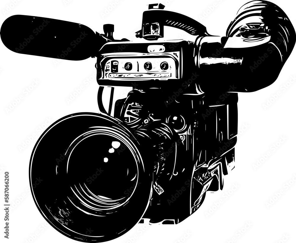 Vetor de "Monochrome Camera Cutout Illustration for Filmmakers" "Video