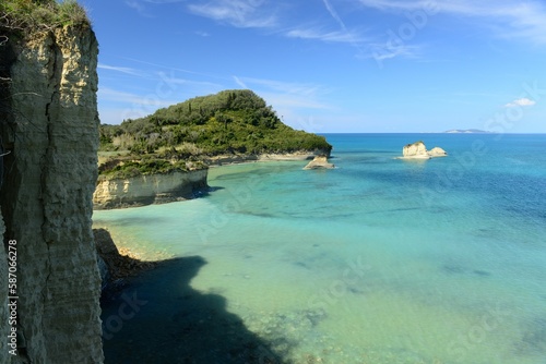 Corfu island, Greece- Beautiful Sidari bay and beaches on the Northerly coast in Spring. © alagz