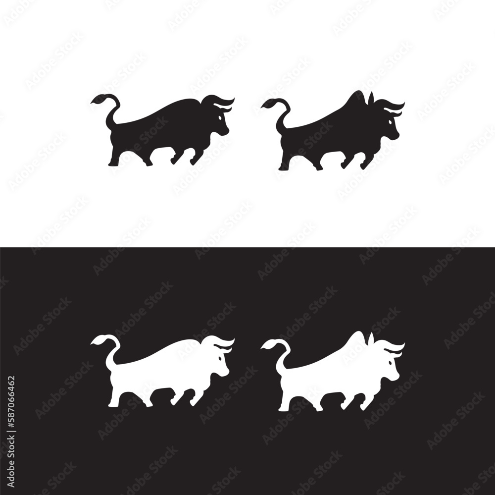 Running bull animal vector logo template design