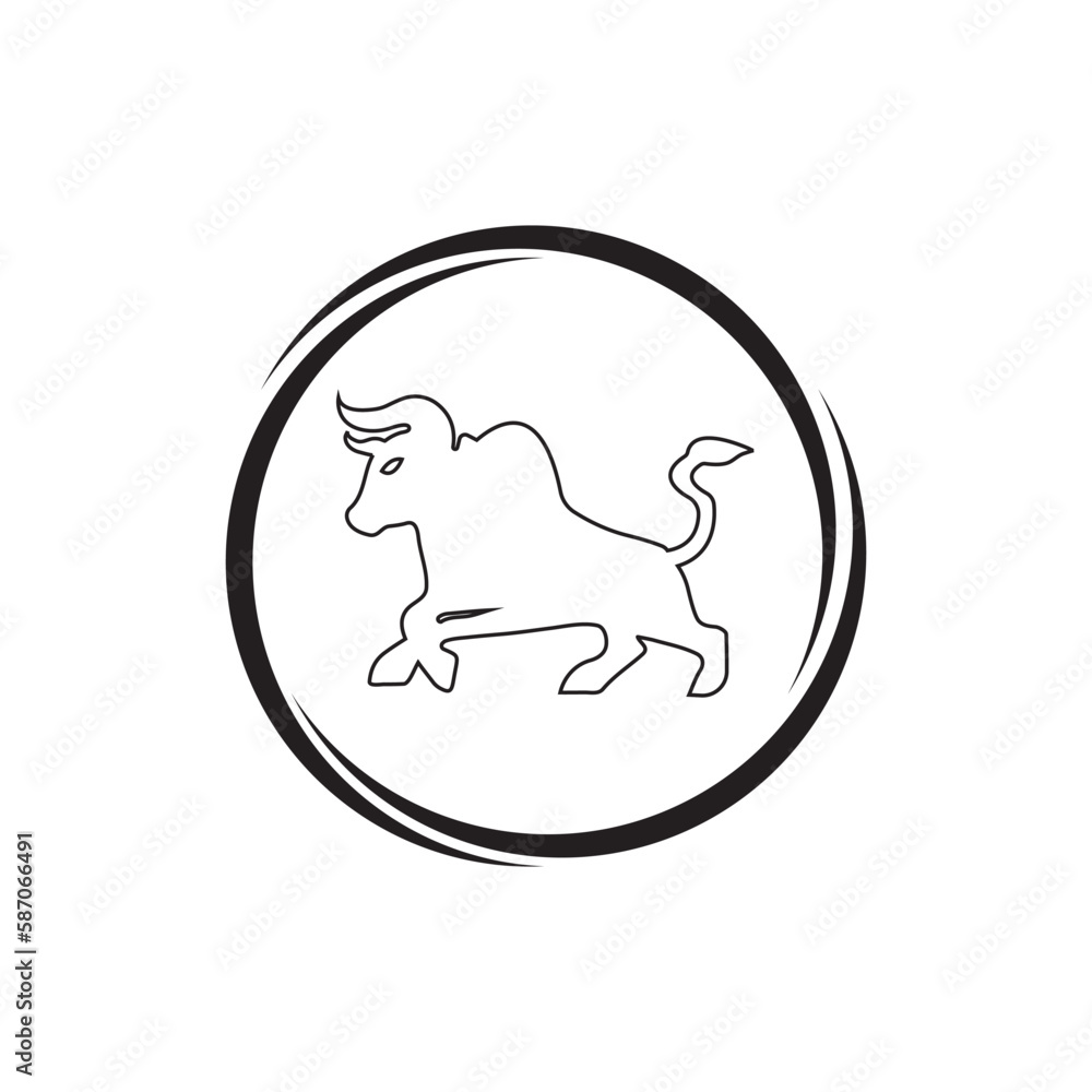 Circle bull animal vector logo design . icon logo . silhouette logo Circle bull animal vector logo design . icon logo . silhouette logo