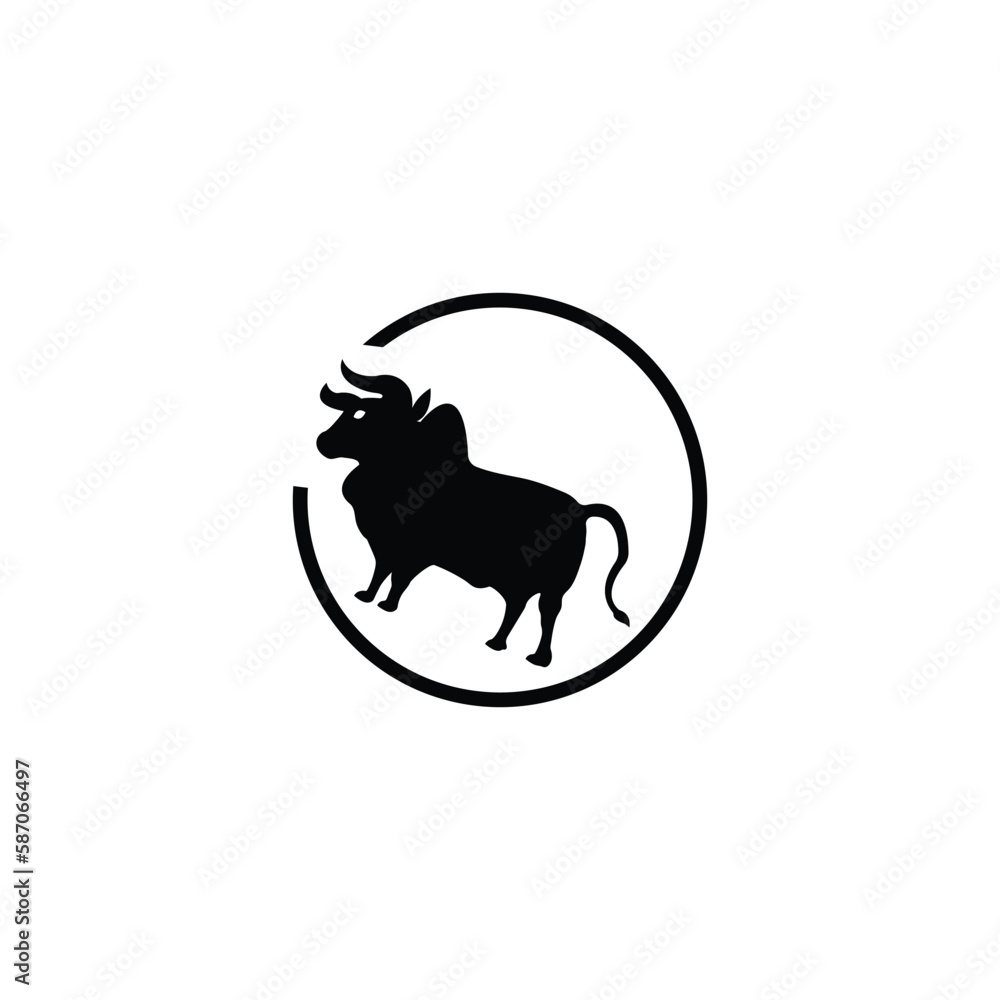 Circle bull animal vector logo template design Circle bull animal vector logo template design