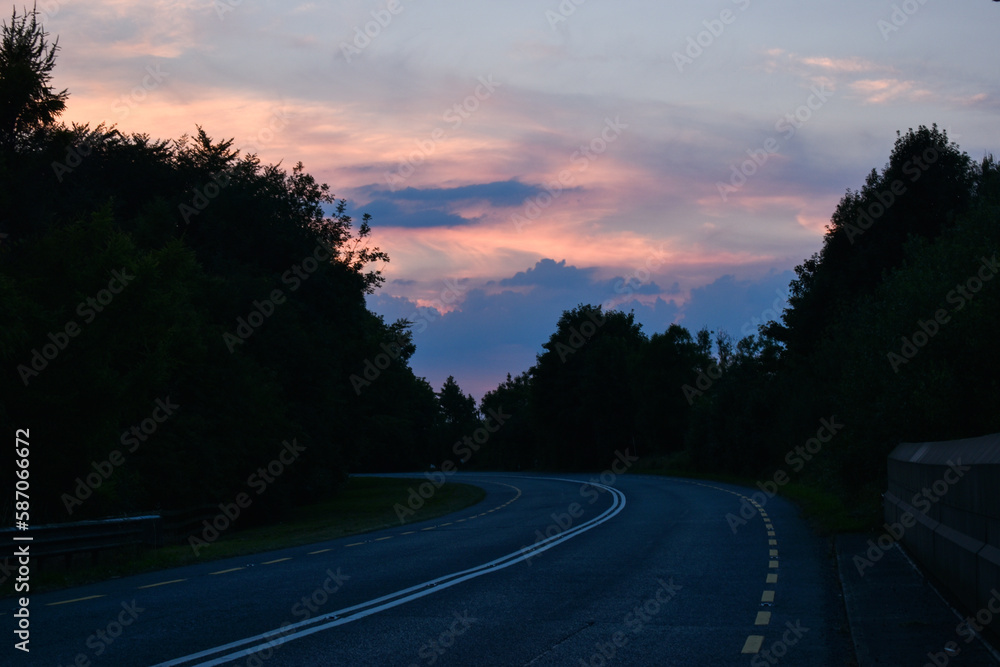 Fototapeta premium sunset on the road in Ireland