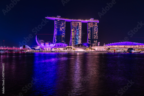 Night panorama of Marina Bay, Singapore