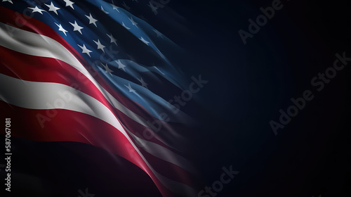 Flagge der Vereinigten Staaten von Amerika im illustrativen Stil mit schwarzem Hintergrund (Generative AI)