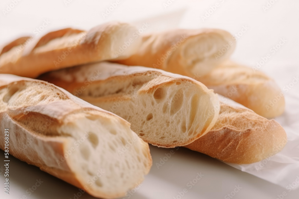 close-up of baguette slices close-up of baguette slices