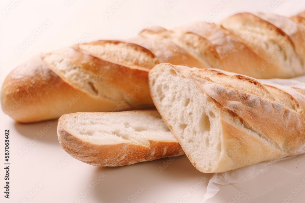 close-up of baguette slices