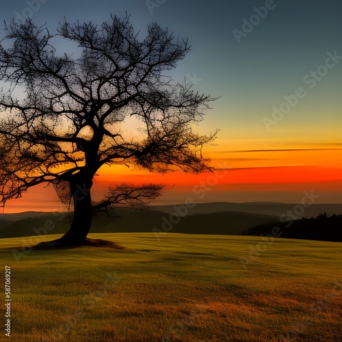 single tree on the sunset