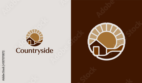Cabin Camp Wooden House Monoline Logo Template. Universal creative premium symbol. Vector illustration. Creative Minimal design template. Symbol for Corporate Business Identity