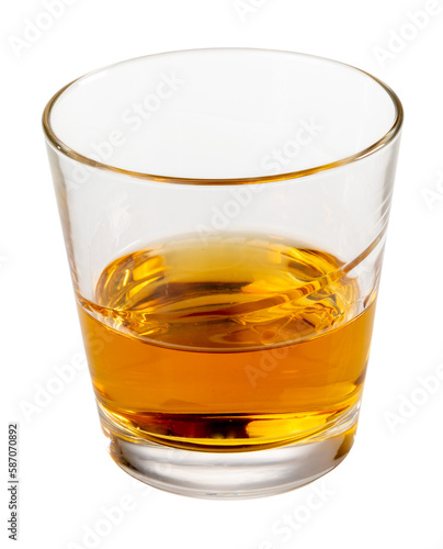 Glass of whiskey or whisky or bourbon or scotch, isolated