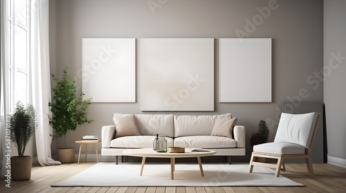 Canvas mockup modern living room generative art © SpringsTea