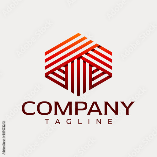 Minimalist hexagon line letter T logo design