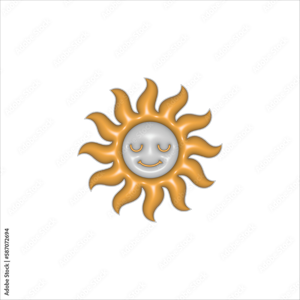 Logo vektor simple smiling sun 3d Logo vektor simple smiling sun 3d