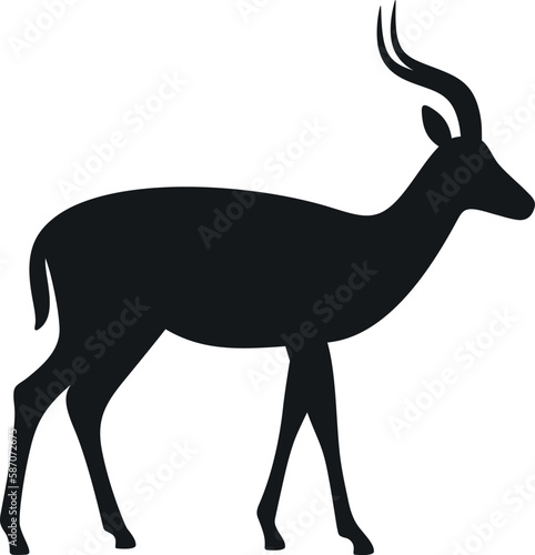 Antelope silhouette. Isolated antelope on white background