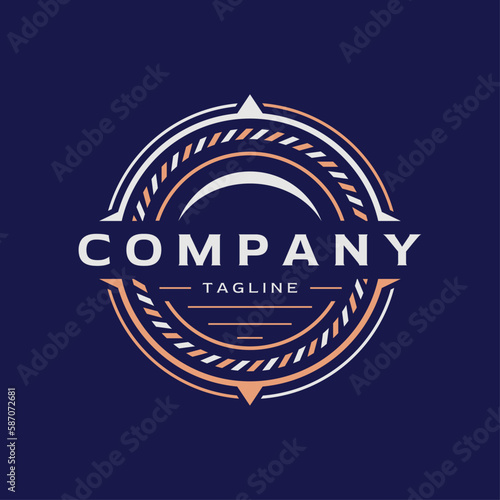 Minimalist travel compass emblem logo design