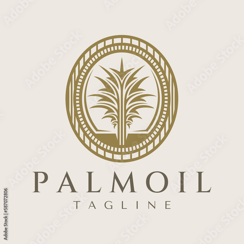 Elegance abstract line palm oil tree logo design