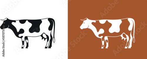 Cow logo. Isolated cow on white background