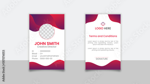 Vector id card template for your business or company.Modern colorful identity employee ID card. Simple design. Office Id Card Layout.