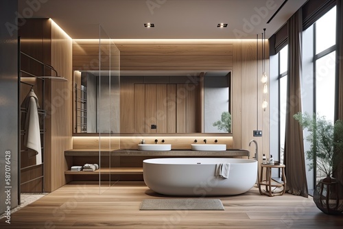 an example of a luxurious modern bathroom. Generative AI