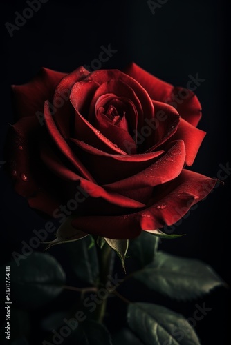 Red Rose on black background