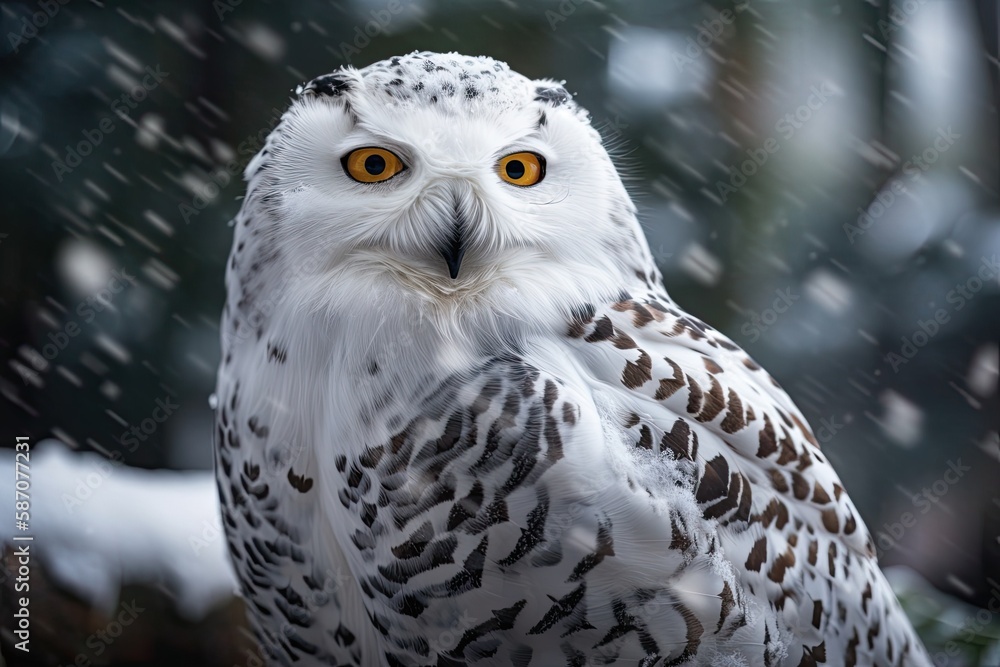 Fototapeta premium the Snow Owl. Generative AI