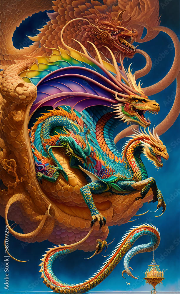Obraz premium Dragon created with Generative Al technology