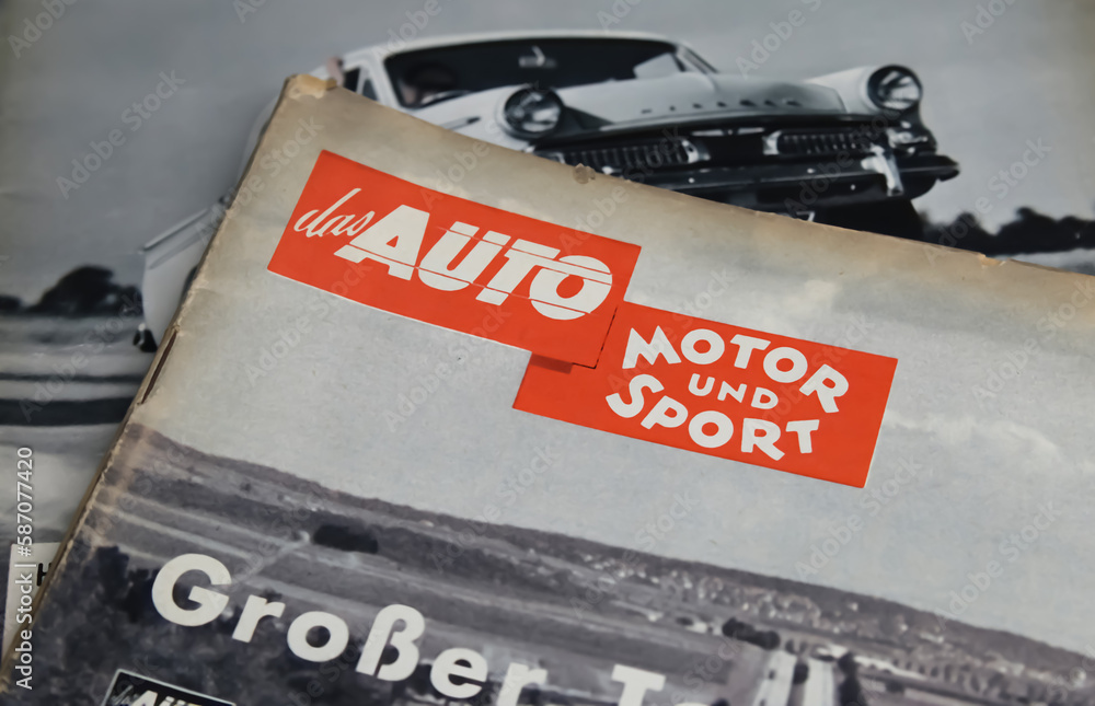 Viersen, Germany March 9. 2023 Closeup of german vintage car paper