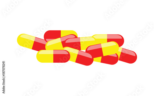 red yellow  pill medicine vector