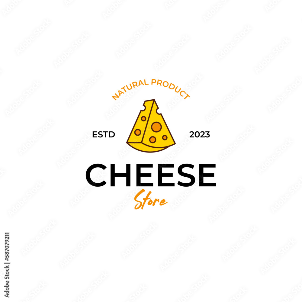 Vector cheese store logo design concept illustration idea Vector cheese store logo design concept illustration idea