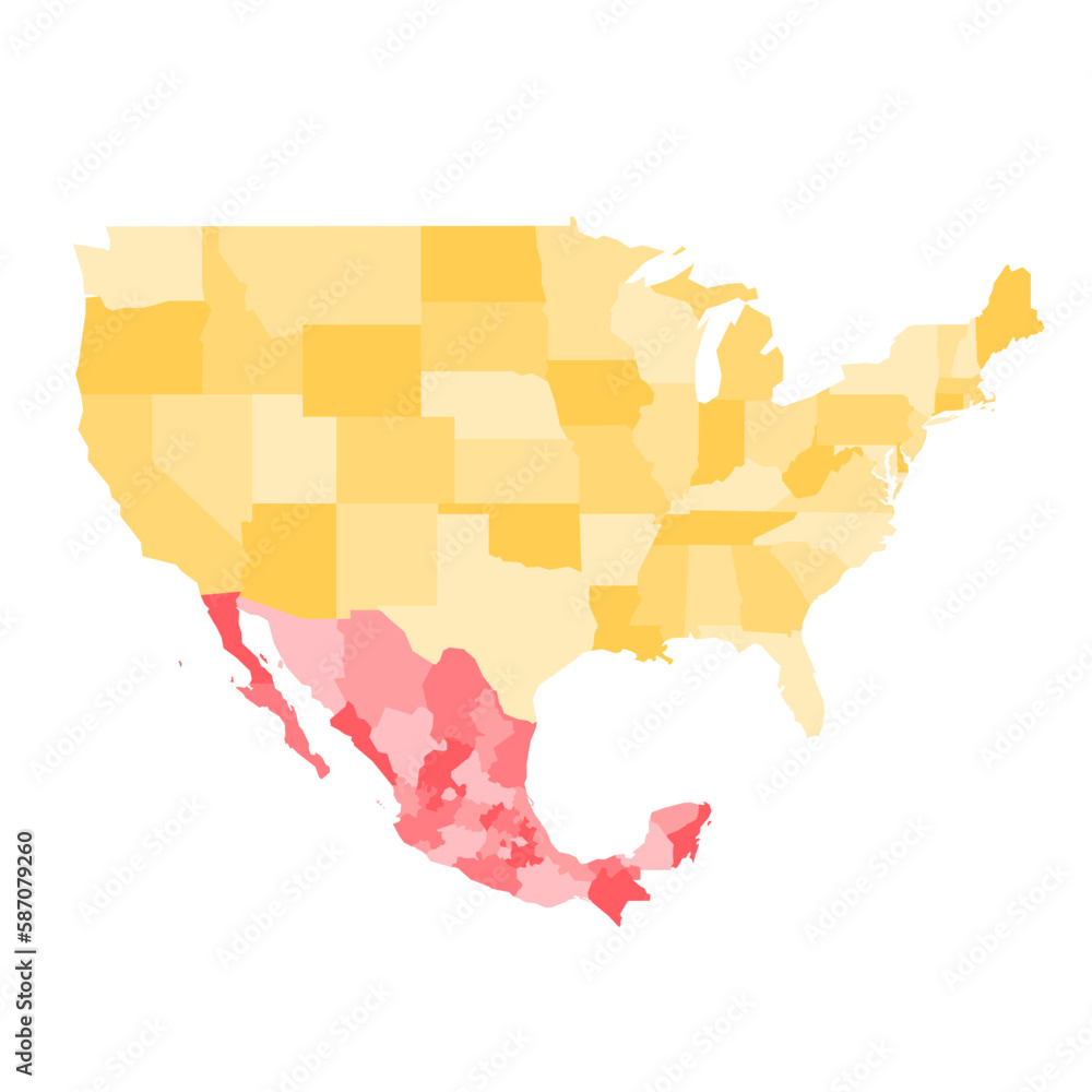 united-states-and-mexico-political-map-of-administrative-divisions