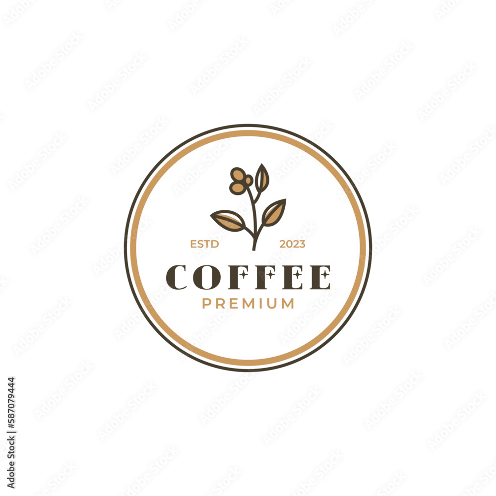 Vector coffee bean with leaf for natural cafe concept logo design illustration idea Vector coffee bean with leaf for natural cafe concept logo design illustration idea