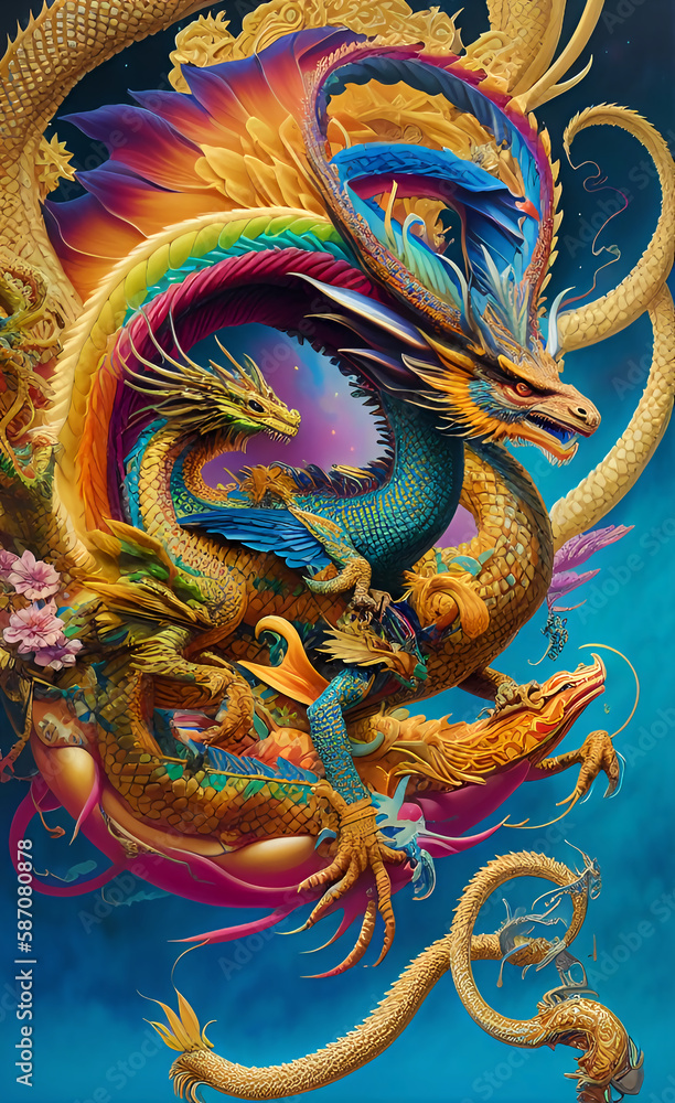 Fototapeta premium Dragon created with Generative Al technology