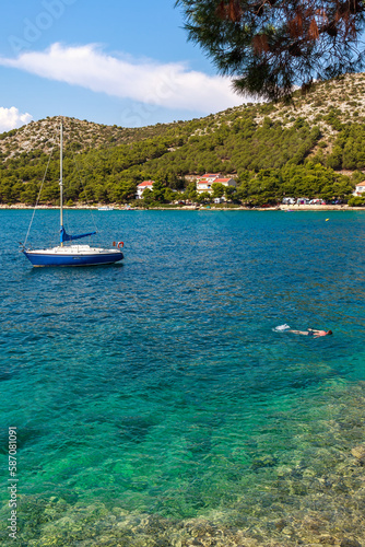 Sailboat in a beautiful Adriatic bay