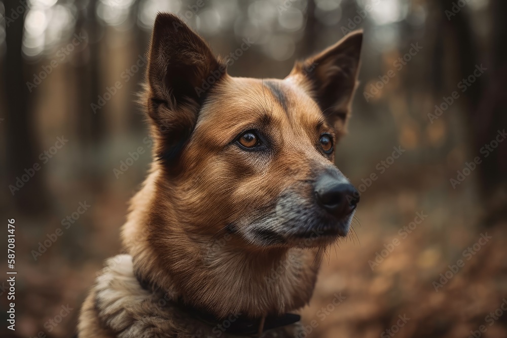 devoted dog portrait with a blurred background. Generative AI devoted dog portrait with a blurred background. Generative AI