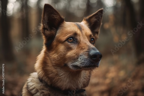 devoted dog portrait with a blurred background. Generative AI