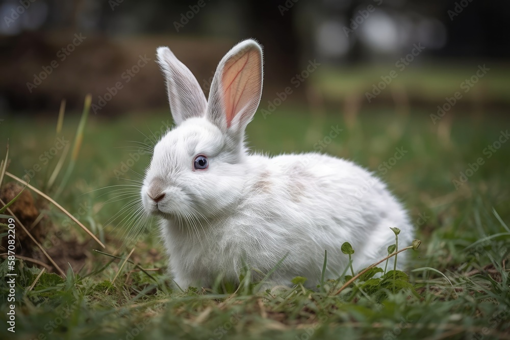 sitting on a field of grass like a domestic pet. Generative AI sitting on a field of grass like a domestic pet. Generative AI
