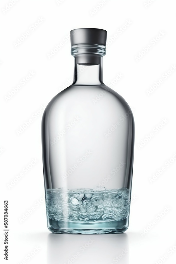 Clear empty gin bottle. Generative AI Clear empty gin bottle. Generative AI