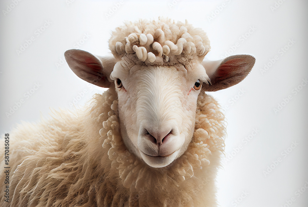 Sheep white portrait. Generative AI,