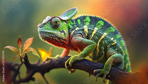 chameleon in nature. Generative AI, © Яна Ерік Татевосян