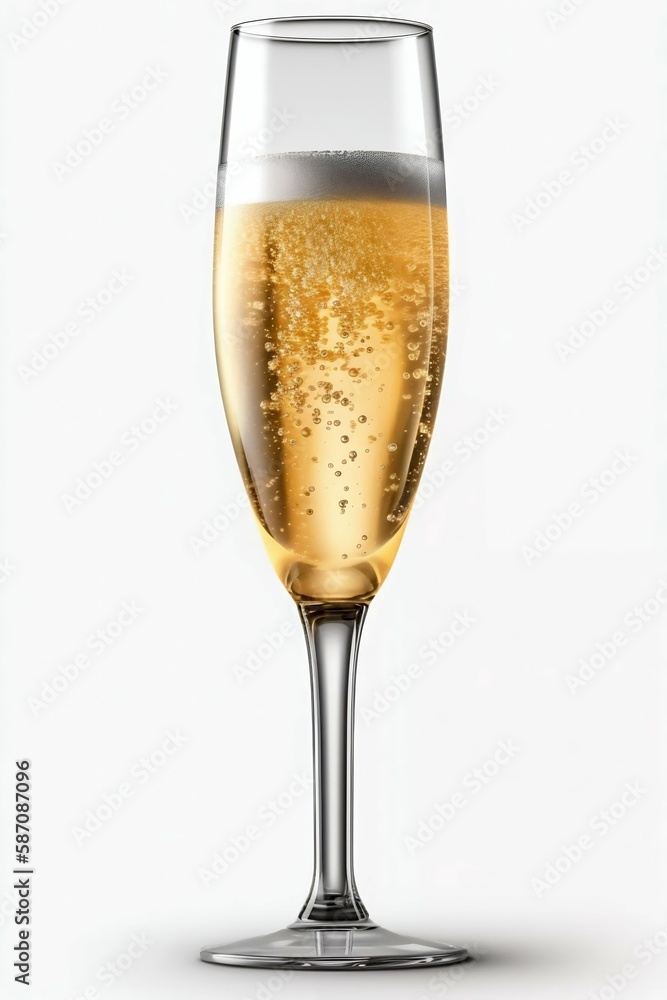 Champagne glass with champagne. Generative AI Champagne glass with champagne. Generative AI
