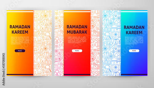 Ramadan Kareem Web Design. Vector Illustration of Outline Concept.
