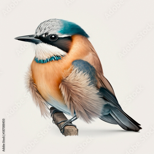 Generative AI Small brown bird with white background