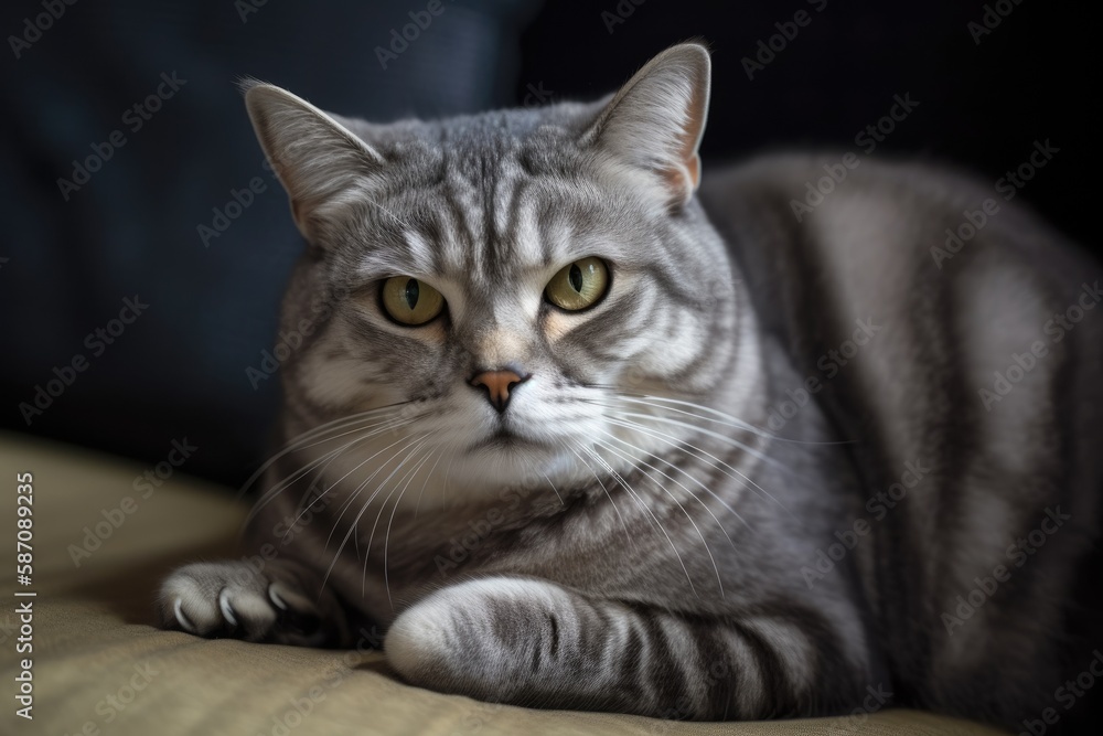 The gray old tabby cat was on the lookout. Generative AI
